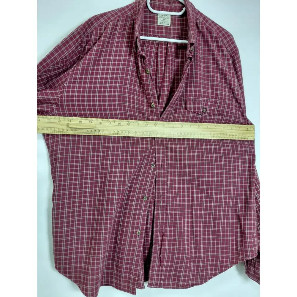 J.Crew Workshirt Red Collared Plaid Button-Up Shirt Men Size XL